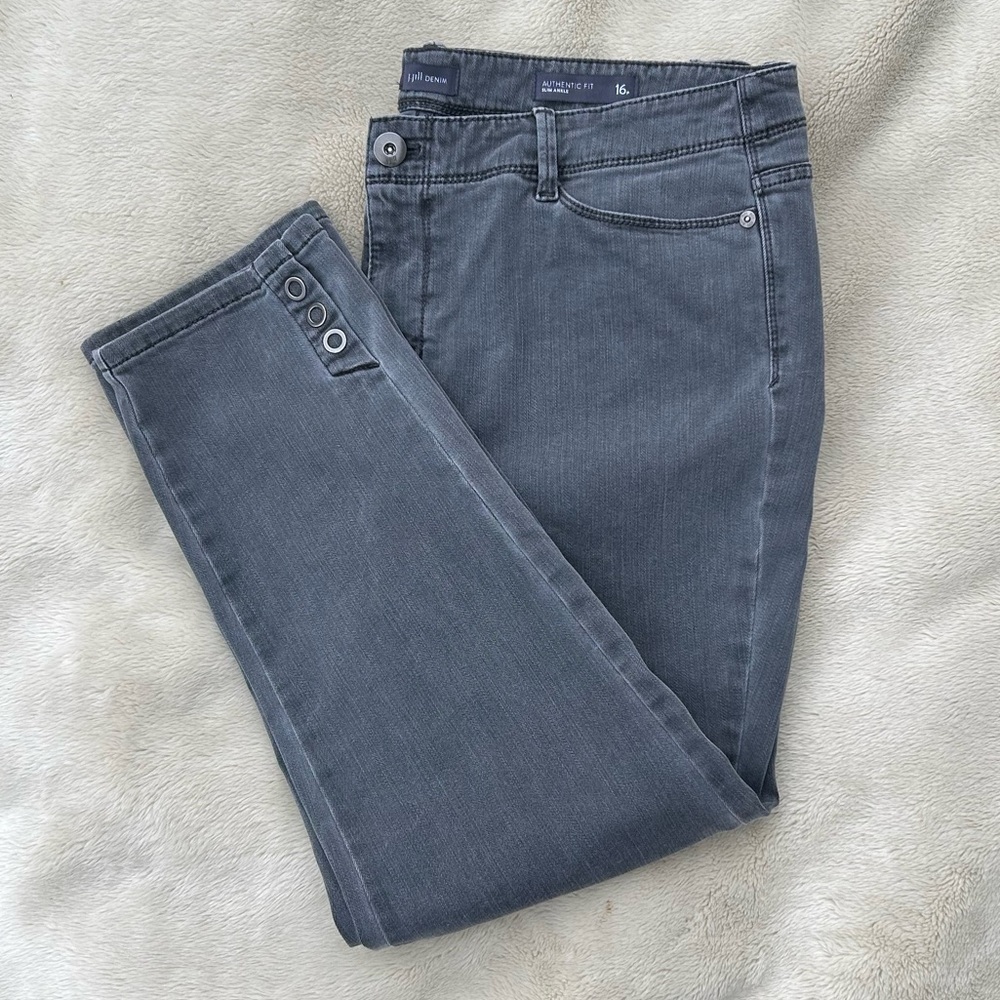 J.jill slim ankle grey jeans with button detail 16p